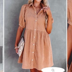 Vici- OWEN CORDUROY PUFF SLEEVE BABYDOLL DRESS